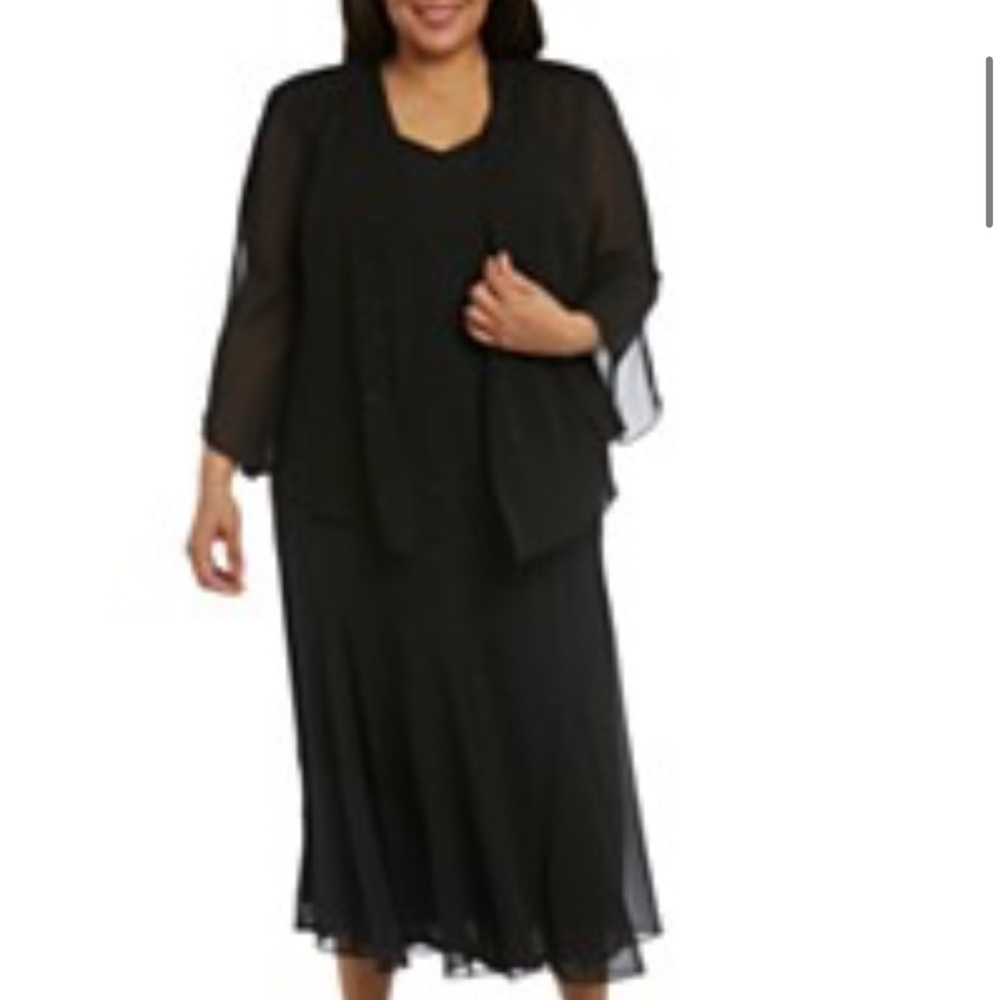 R & M Richards plus size v neck black dress and jacket size 20